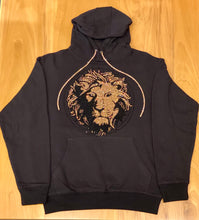 Load image into Gallery viewer, CRYSTAL LION BLACK HOODIE / WITH CRYSTAL SHOELACE TIE
